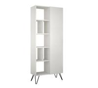 Libreria Bianca Moderna Scaffale Rettangolare con 11 Vani in Legno