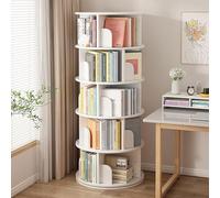 Libreria bianca rotante a 360° - Scaffale multifunzionale per ufficio e mensola decorativa verticale per casa e ufficio, 45 x 160 cm (17,7 x 63 pollici) - Design elegante e salvaspazio, perfetto per