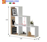 Libreria Bianca Rovere Moderna 6 CUBI a Parete BOX Indipendente Casa Ufficio