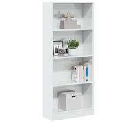 Libreria Bianco Lucido 60x24x143 cm in Legno Multistrato, Modern Bookcase with 4 Open Shelves, Sturdy Particle Board for Living Room & Bedroom, White Glossy Storage Shelf for Books & Decor