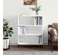 Libreria Bianco Lucido 69.5x32.5x90 cm in Legno Multistrato - Modern Bookcase with 3 Shelves for Living Room Office Sturdy Plywood with Metal Feet Wall Mountable Storage Shelf for Books & Decor