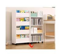 Libreria Bifacciale Da Terra Con Ruote Girevoli Mobiletto Stretto Per Ufficio E Casa(45 * 32 * 126cm)
