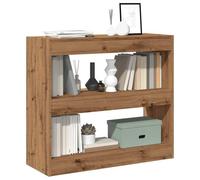 Libreria Bookcase with 2 Shelves, Solid Oak Finish Room Divider 80x30x72 cm, Sturdy Particle Board Storage Shelf for Living Room, Bedroom, Office, Holds 60kg, Easy Assembly, Wall Mountable
