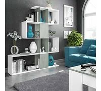 KIT LIBRERIA ZIG ZAG 145X28X145 BIANCO CEMENTO