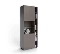 Libreria Componibile con anta in Cannettato Romina (76,8 x 173,6 cm), Grigio Cobalto