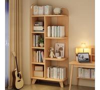 Libreria con angoli arrotondati e strato ispessito, scaffale aperto per la casa, libreria può essere installata a sinistra o a destra (naturale)