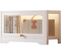 Libreria con Ante, Libreria da Terra, Mobiletto Espositivo Moderno in bambù, Organizer per CD/Film/Libri, Camera da Letto, Soggiorno, Ufficio Domestico,N(Size:60x33x40cm-1 strato,Color:bianco)