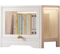 Libreria con Ante, Libreria da Terra, Mobiletto Espositivo Moderno in bambù, Organizer per CD/Film/Libri, Camera da Letto, Soggiorno, Ufficio Domestico,N(Size:30x33x40cm-1 strato,Color:bianco)