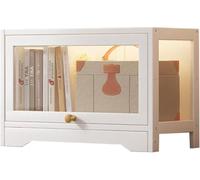 Libreria con Ante, Libreria da Terra, Mobiletto Espositivo Moderno in bambù, Organizer per CD/Film/Libri, Camera da Letto, Soggiorno, Ufficio Domestico,N(Size:40x33x40cm-1 strato,Color:bianco)