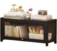 Libreria con Ante, Libreria da Terra, Mobiletto Espositivo Moderno in bambù, Organizer per CD/Film/Libri, Camera da Letto, Soggiorno, Ufficio Domestico,N(Size:80x33x40cm-1 strato,Color:nero)