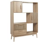 Libreria con Cassetti Klaus - Mobile a Scaffali con 2 Ampi Cassetti Inferiori - Design Moderno in Rovere Chiaro e Bianco - Ideale per Soggiorno, Studio o Cameretta - 180 x 60 x 30 cm