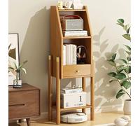 Libreria con cassetto, scaffale multistrato in bambù, vetrina aperta per camera da letto o ufficio, design a piedi alti per libri e studio,