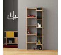Libreria con ripiani moderna colore rovere e antracite 61x162H cm- Oppa