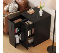 Libreria con ruote, credenza mobile con cassetto laterale estraibile, grandi ruote, protezione dei bordi, configurazione reversibile a sinistra/destra - Mobili portaoggetti per scrivania, comodino