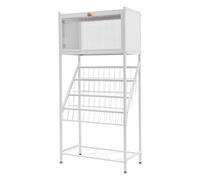Libreria con ruote, scaffale per libri, armadio con alette per | Quattro ruote per un posizionamento flessibile nella stanza/sportello trasparente per un rapido accesso al contenuto