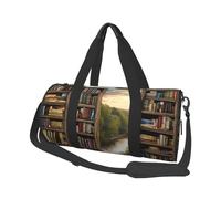 Libreria con stampa di libri, borse da viaggio e borse sportive di grande capacità, manici ad anello nella parte superiore del fine settimana e borse rotonde possono essere utilizzate sia da uomini