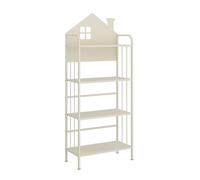 Libreria Creativa, Espositore Da Pavimento In Ferro Battuto, Piccolo Scaffale For Libri Illustrati, For Camera Da Letto, Soggiorno, Cameretta Dei Bambini, Facile Da Montare(Cream White,4 Layers)