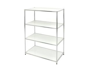 Libreria cromata 4 ripiani colore Bianco Easy 40x80xh120 cm montaggio facile piedini regolabili