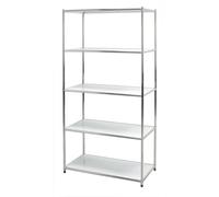Libreria cromata con 5 ripiani bianchi 40x80x160