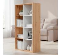 Libreria Cubi 8 Vani Modulare Mobile Moderno Per Libri Installabile In Verticale O Orizzontale Per Soggiorno Ufficio E Cameretta 71.5 x 137 x 33 Cm Rovere e Bianco