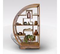 LIBRERIA CURVA IN LEGNO MASSELLO DI SHEESHAM CM 80X40 H. 150