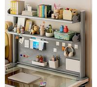 Libreria Da Banco Regolabile, 2 Livelli Mensola Portaoggetti Da Scrivania Morsetto, Libreria Da Scrivania Per Computer Con Ripiani Portaoggetti/pannello Forato Per Pannello(Grey,60*95cm/23.6*37.4in)