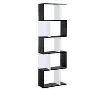 Libreria da Muro Moderna 5 Ripiani in Legno Bianco e Nero 60x24x1184.5 cm