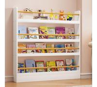 Libreria da Parete Bambini, Libreria Bambini, Libreria da Parete, Libreria a Parete, Organizer for Scaffali in Legno a 4 Livelli for Libri e Giocattoli, Portariviste, Espositore(Color:Wit,Size:120cm/4