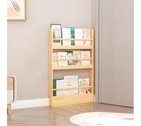 Libreria da parete sottile, 3-6 ripiani, salvaspazio, per camera da letto, soggiorno, ufficio, in legno naturale, per giocattoli e libri per bambini, 50 x 9,9 x 88,9 cm
