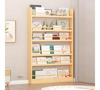 Libreria da parete sottile a 6 ripiani, salvaspazio, per camera da letto, soggiorno, ufficio, dietro la porta, ideale per giocattoli e libri per bambini, 120 x 9,9 x 178,3 cm, finitura naturale