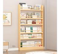 Libreria da parete sottile, a 6 ripiani, salvaspazio, per camera da letto, soggiorno, ufficio e dietro la porta, finitura naturale, ideale per giocattoli e libri per bambini, 100 x 9,9 x 178,3 cm