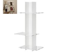 Libreria da Parete verticale Fissaggio a parete ELIB 39x23xh 70 cm con struttura in metallo verniciato bianco ripiani in metacrilato trasparente bianco