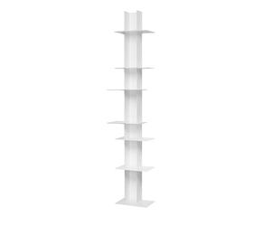Libreria da Parete verticale Fissaggio a parete ELIB7 39x23xh 170 cm con struttura in metallo verniciato bianco ripiani in metacrilato bianco bianco
