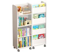 Libreria Da Pavimento Bifacciale Con Mobiletto Stretto E Ruote Girevoli Per Ufficio E Casa Facile Da Spostare(45 * 32 * 126cm)