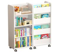 Libreria Da Pavimento Bifacciale Con Mobiletto Stretto E Ruote Girevoli Per Ufficio E Casa Facile Da Spostare(60 * 32 * 126cm)