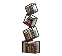 Libreria Da Pavimento, Libreria Multistrato, Forma A Griglia Rotante, Design Cavo, Adatta For Negozi Di Bevande, Case E Uffici(Black,4-layer)