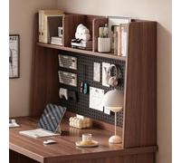 Libreria da Scrivania 2 Ripiani in Legno con Pannello Forato, Organizzatore | Organizer da Tavolo Multifunzione Salvaspazio, Mensola da Tavolo per Organizzare Il Tuo Ufficio, Casa(Brown,L 160cm/62.9in)