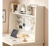 Libreria da Scrivania 2 Ripiani in Legno con Pannello Forato, Organizzatore | Organizer da Tavolo Multifunzione Salvaspazio, Mensola da Tavolo per Organizzare Il Tuo Ufficio, Casa(White,L 100cm/39.3in)