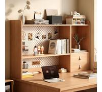 Libreria da Scrivania 3 Ripiani con Pannello Forato e Mensole Regolabili | Organizer da Tavolo Multifunzione, Struttura Solida Perfetta per Ufficio, Casa e Studio(Natural,80x24cm/31.4x7.8'')
