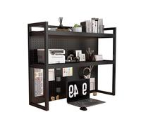 Libreria da Scrivania a 2 Ripiani Altezza 100 cm Facile da Pulire Scaffale da Scrivania Autonomo Metallo Salvaspazio per Ufficio Casa Dormitorio(Black,60cm)
