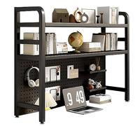 Libreria da scrivania a 2 ripiani in ferro battuto, elegante libreria multiuso per casa e ufficio, scaffale per scrivania per computer, moderna gabbia da bancone