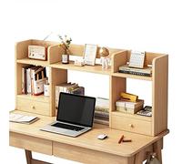 Libreria da scrivania a 2 strati in legno di teak, grande capacità, con cassetti, ripiani aperti per ufficio, scrivania per computer e toletta, elegante decorazione per la casa