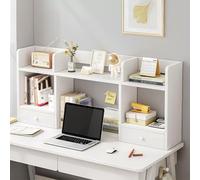 Libreria da scrivania bianca con cassetti, libreria da scrivania per casa e ufficio, scaffale salvaspazio, 52,1 x 16 x 80 cm, ideale per studio e dormitorio