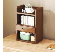 Libreria da scrivania con cassetto, organizer a 2/3 ripiani in bambù e legno, salvaspazio, facile da installare per casa o ufficio