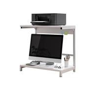 Libreria da scrivania con struttura in metallo con 2 ripiani, grande organizer per monitor, altezza 55 cm, ideale per dormitorio, ufficio, casa, bianco, 48 cm