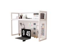 Libreria da Scrivania da Appoggio Altezza 82 cm Salvaspazio Scaffale Scrivania Salvaspazio Metallo Scomparti Aperti per Ufficio Casa Dormitorio(White,130cm)