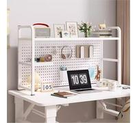 Libreria da scrivania in metallo con bordo perforato, espositore da tavolo a 2/3 ripiani per scrivania del computer, organizer in acciaio ispessito per dormitorio e ufficio