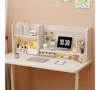 Libreria da Scrivania Legno con Pannello Forato, Organizer Bianco da Tavolo | Organizzatore Scrivania, Scaffale Espositore Multifunzione per Ufficio e Stanza Studio(80x19x40.5cm/31.4x7.4x15.9'')