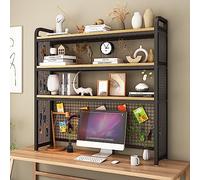 Libreria da scrivania, Libreria da scrivania a 3 ripiani for computer, ufficio, casa, in fibra di legno e acciaio, diverse dimensioni, multicolore(Black a,29.5x9.8x47")