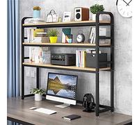Libreria da scrivania, Libreria da scrivania regolabile a 3 livelli in legno e metallo 75-135X24X118 cm for casa, ufficio, studio, dormitorio, libri, arredamento(C,85X24X118cm)